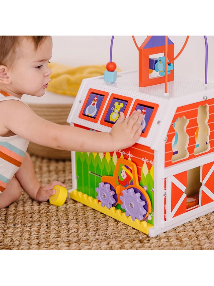 wooden activity cube