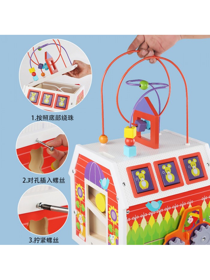 wooden activity cube